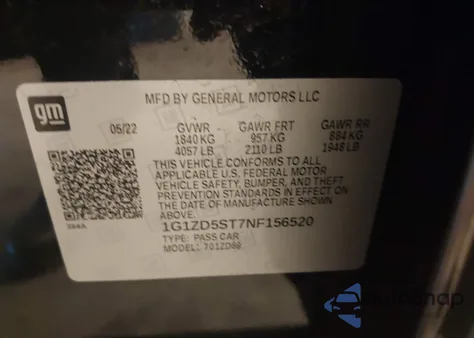 2022 Chevrolet Malibu Fwd Lt z USA, uszkodzony, nr VIN 1G1ZD5ST7NF156520